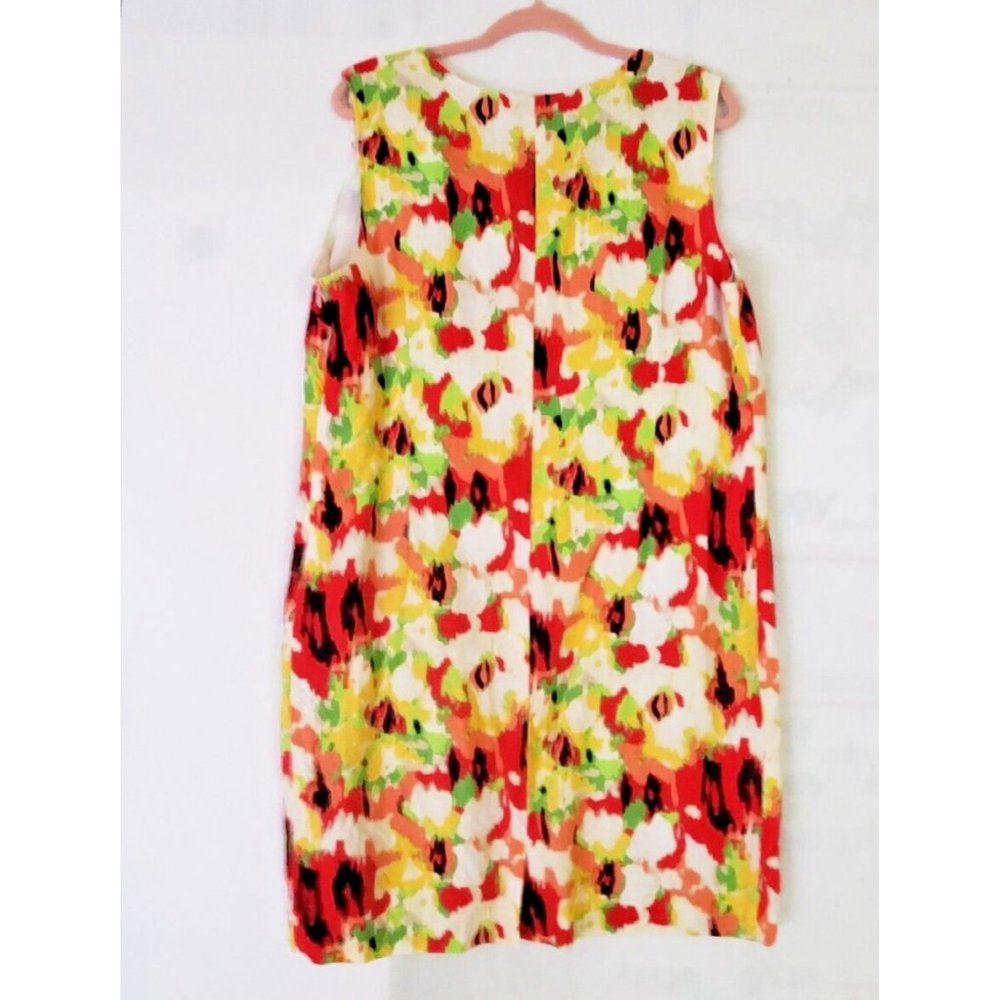 Kim Rogers Woman Multicolored sleeveless Linen Lined  floral dress size 18 - Picture 2 of 9
